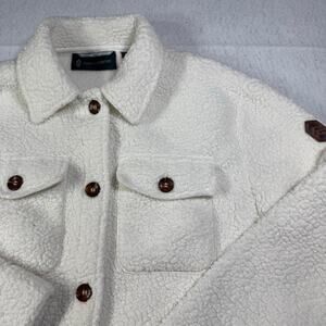 Free Country White Button Up Cozy Sherpa Faux Fur Jacket Small Cozy Bonfire